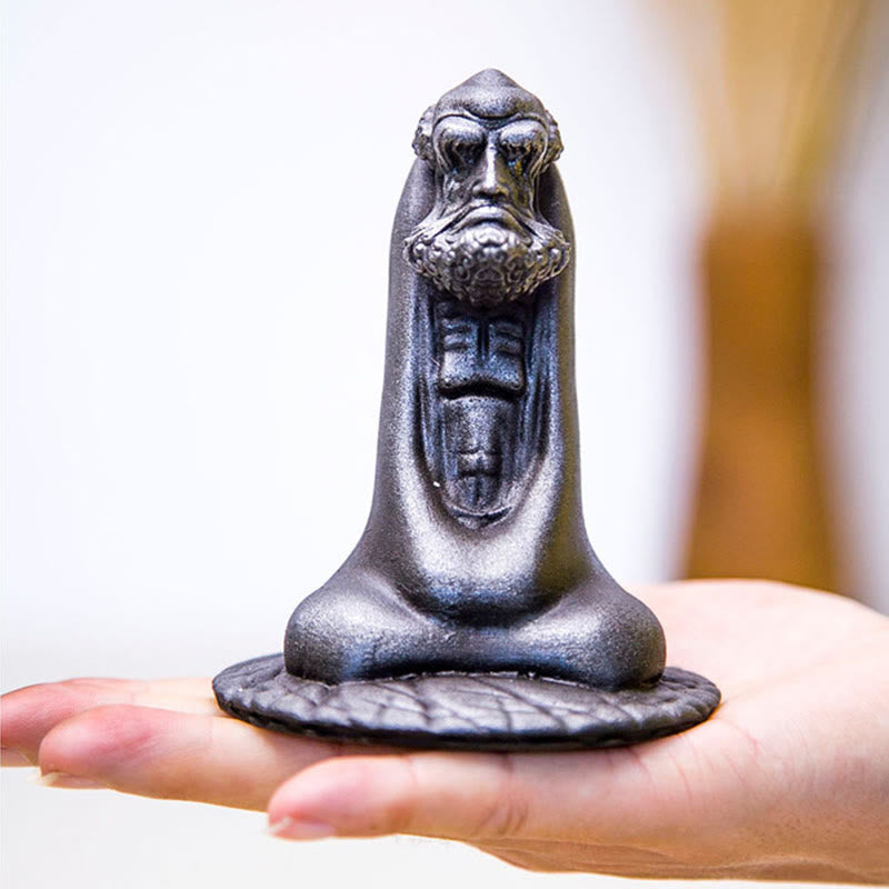 Bodhidharma Iron Powder Resin Statue – multiple angles rotation view, 360 degree product showcase
