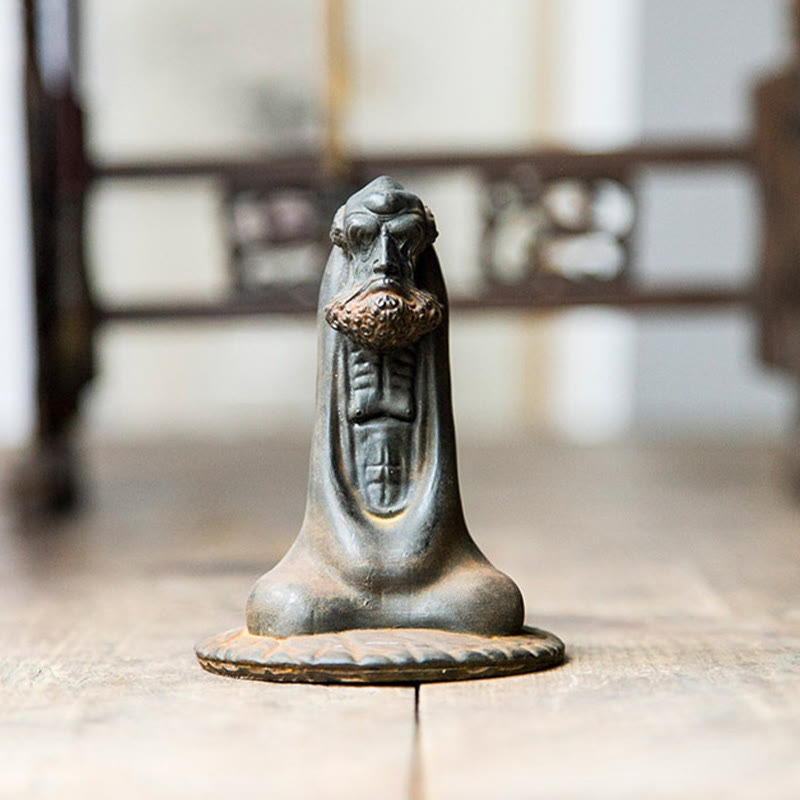 Bodhidharma Iron Powder Resin Statue – packaged in molded foam, secure statue shipping protection