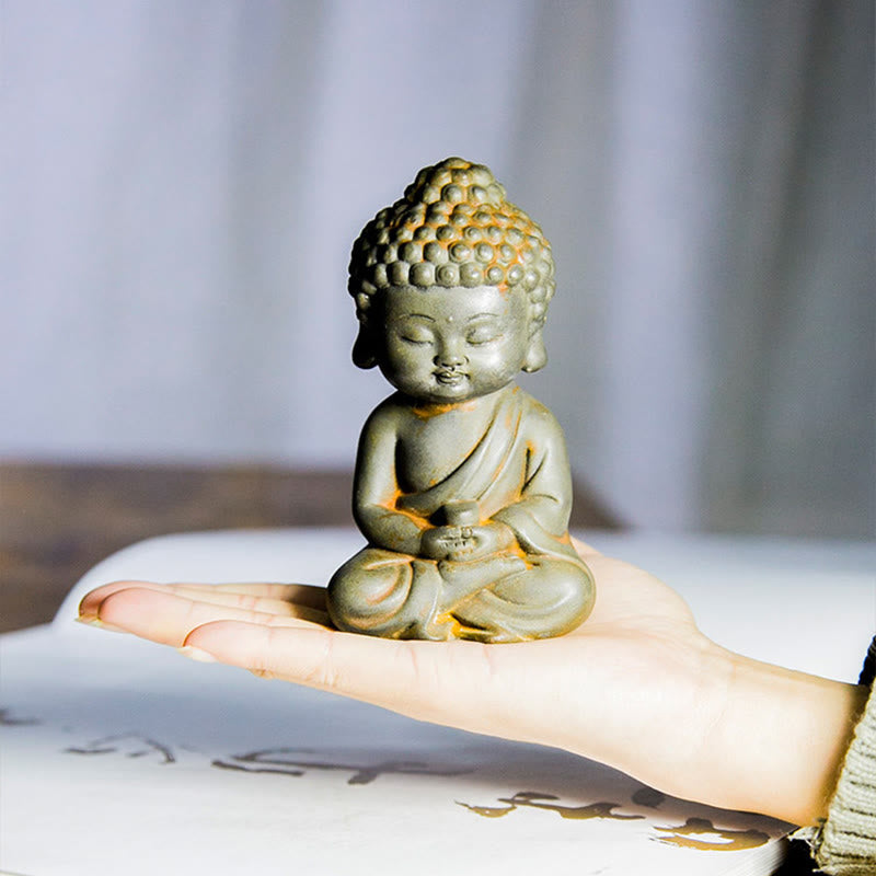 Ksitigarbha Guanyin Tathagata Statue Set – iron powder coating process, handmade rust effect layer