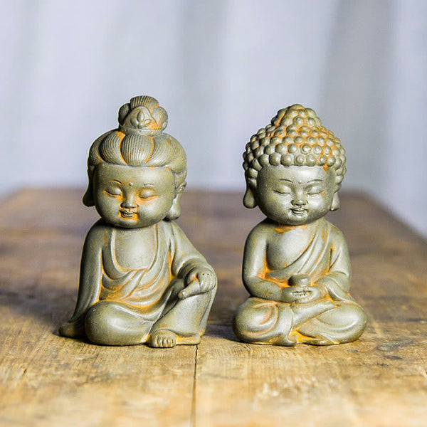 Ksitigarbha Guanyin Tathagata Statue Set – side by side comparison showing three unique personalities