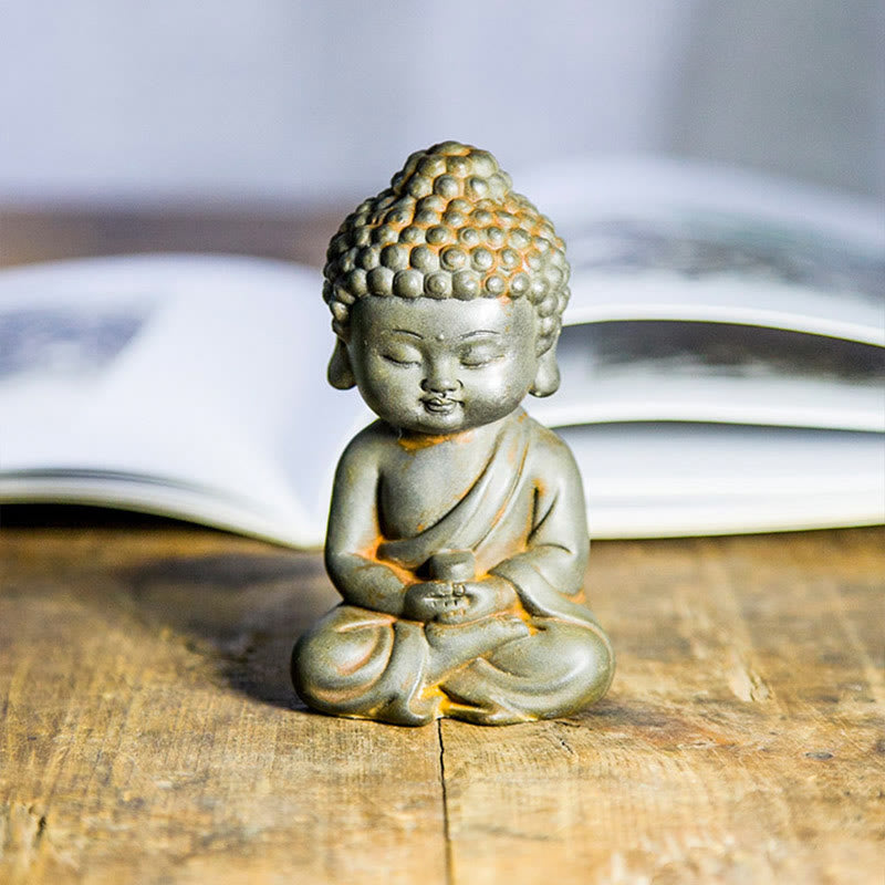 Ksitigarbha Guanyin Tathagata Statue Set – weight of full set on scale, 1.2kg solid resin cast