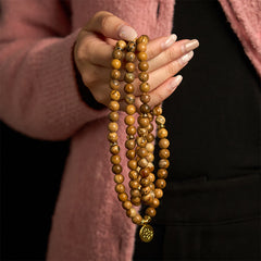Mala Picture Jasper Lotus Bracelet - held in hand, grounded courage, feminine