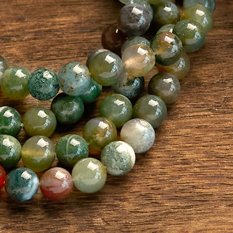 Indian Agate Lotus Mala Bracelet - coiled beads detail, artisanal