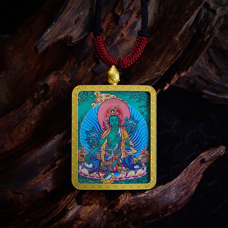 Tibetan Zakiram Nine-Tailed Fox Thangka Necklace – nine-tailed fox symbolism card, wealth and love meaning