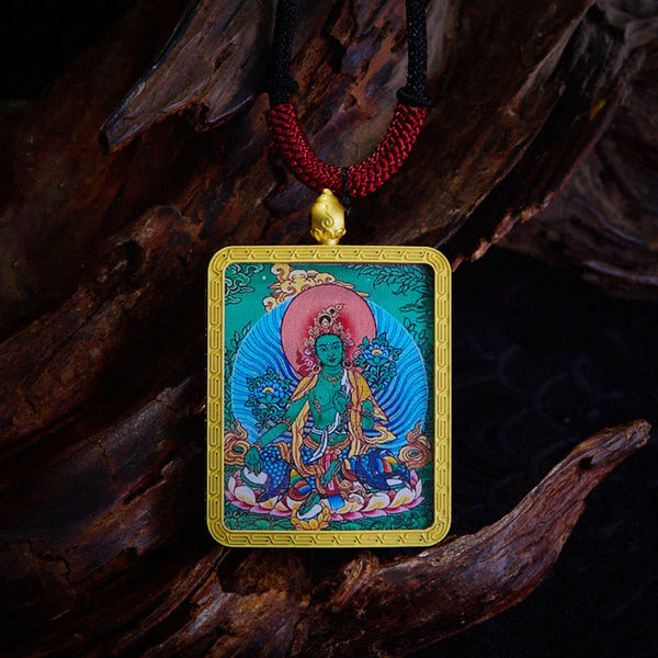 Tibetan Zakiram Nine-Tailed Fox Thangka Necklace – nine-tailed fox symbolism card, wealth and love meaning