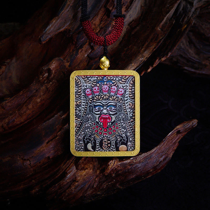 Tibetan Zakiram Nine-Tailed Fox Thangka Necklace – UV light revealing hidden protective symbols, security