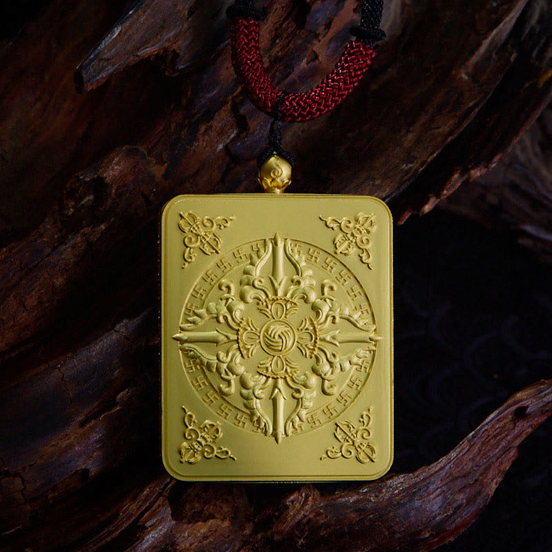 Tibetan Zakiram Nine-Tailed Fox Thangka Necklace – pendant hanging on adjustable cord, wealth protection charm