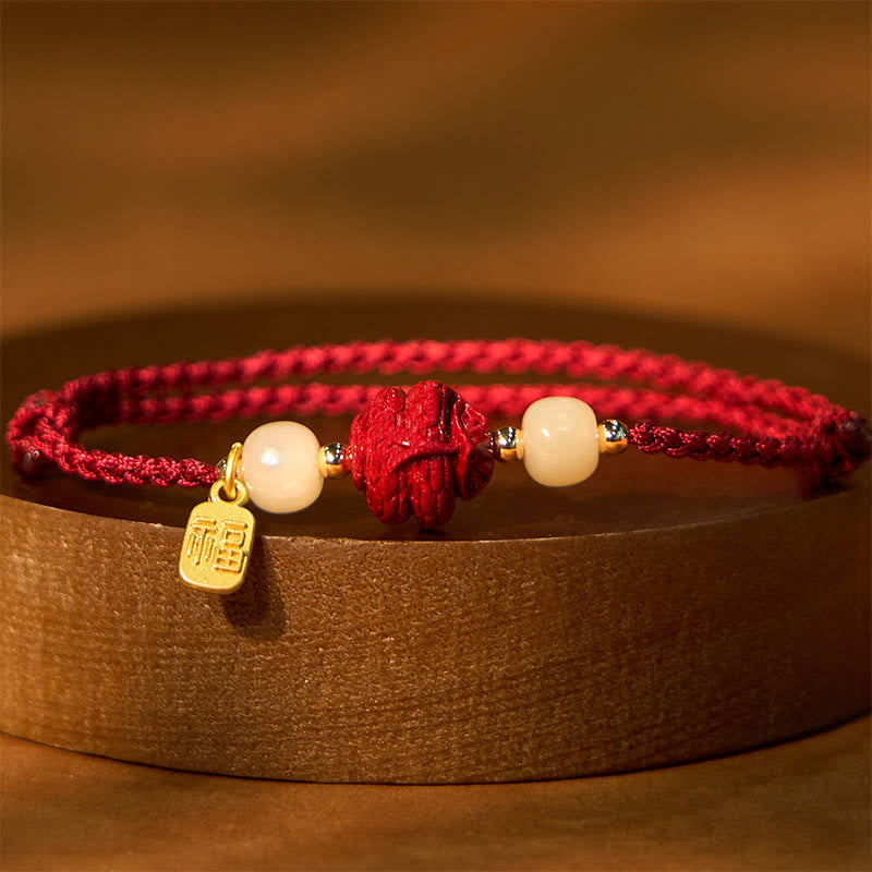 Cinnabar Hetian Jade Chinese Zodiac Bracelet – Snake(Wrist Circumference 14-18cm), image 6, healing bracelet