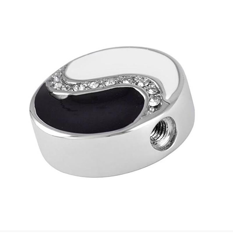 Yin Yang Necklace - Yin-yang charm bead with crystal accents for bracelet, silver spiritual bead