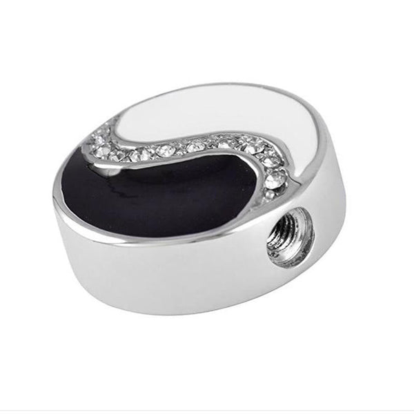 Yin Yang Necklace - Yin-yang charm bead with crystal accents for bracelet, silver spiritual bead