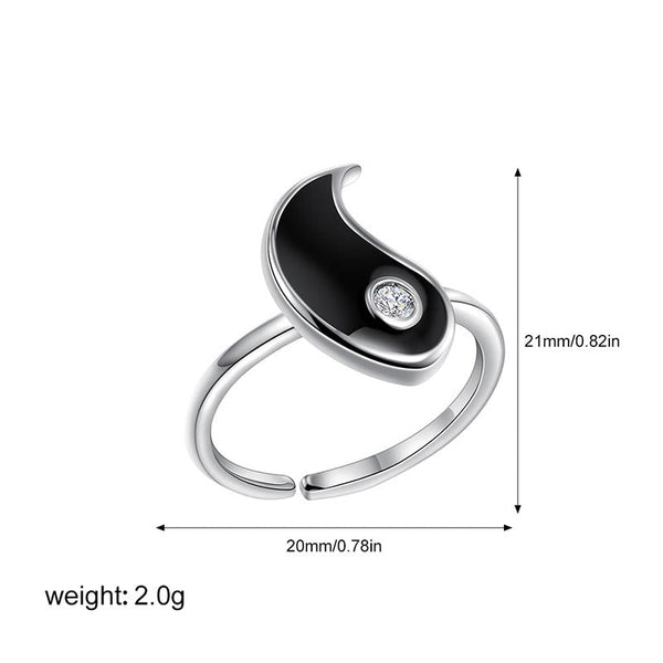 Yin Yang Titanium Steel Cuff Ring | Balance & Love
