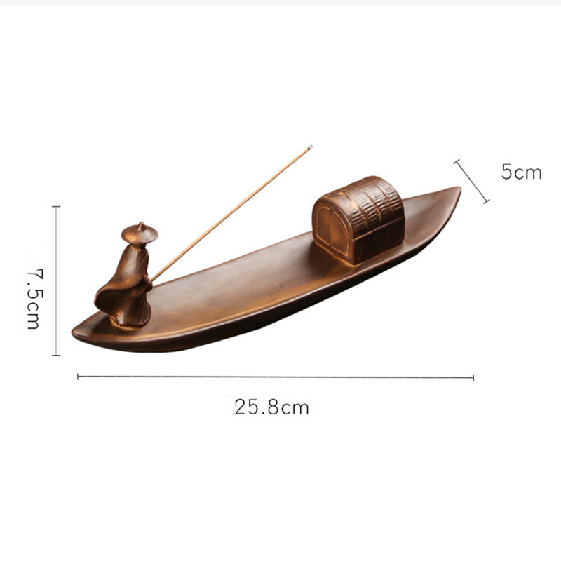 Buddha Hand Lotus Ceramic Incense Burner – back view with bamboo support and ceramic finish detail