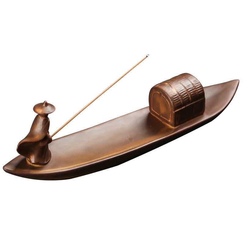 Buddha Hand Lotus Ceramic Incense Burner – size dimension display next to ruler, home altar size