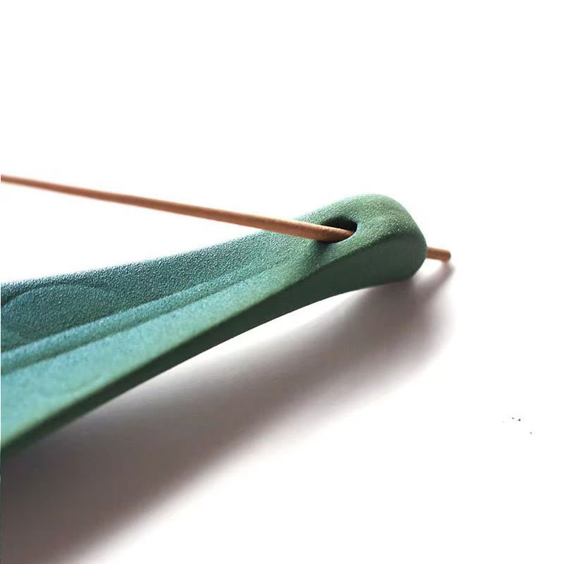 Willow Leaf Ceramic Incense Burner – Incense hole tip close-up white background, precision craft