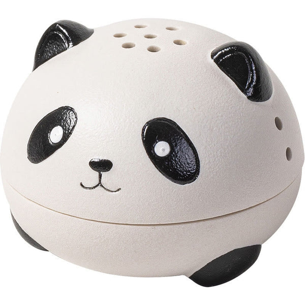 Cute Panda Ceramic Incense Burner – Clean white background panda head front view, glossy black ear details