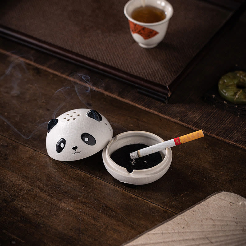 Quemador de Incienso de Cerámica con Diseño de Panda Adorable