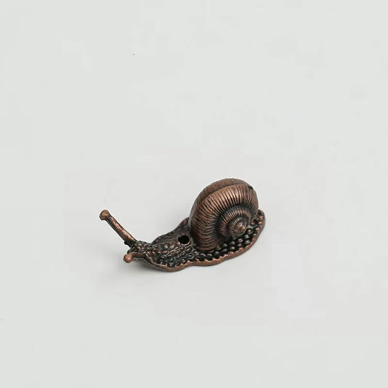 Alloy Turtle Snail Incense Burner – antique copper snail burner on white, whimsical nature inspired design