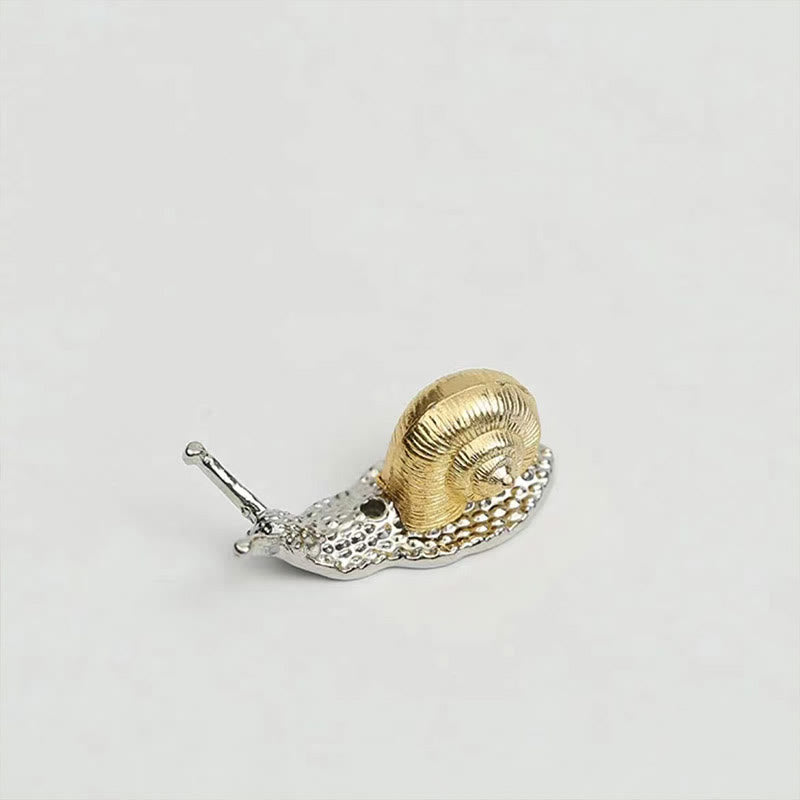 Alloy Turtle Snail Incense Burner – polished gold silver snail burner on white, modern sculptural accent