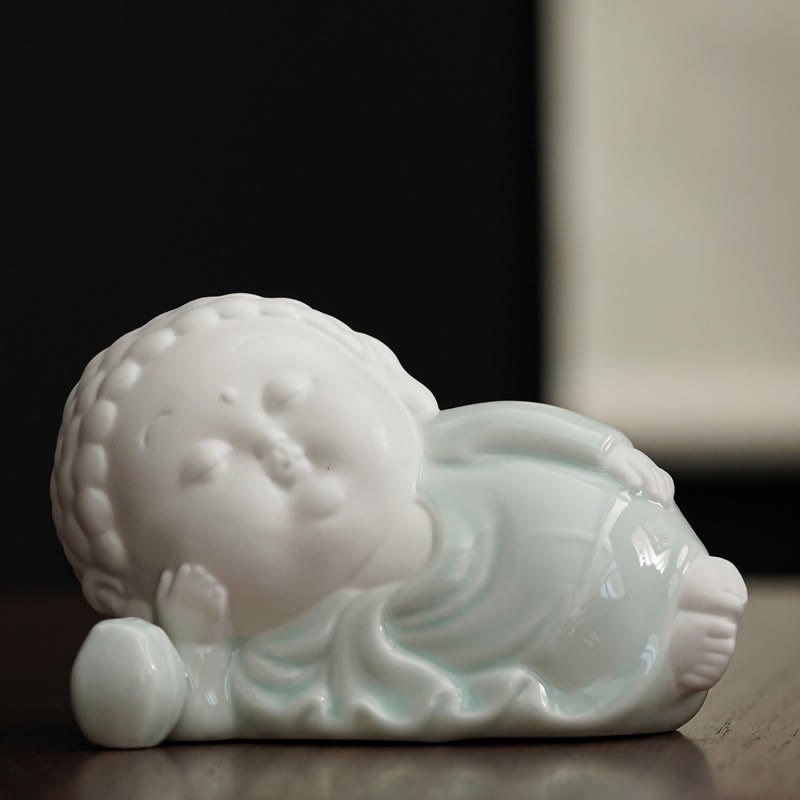 Ceramic Buddha Incense Burner – in use with aromatic smoke flowing, atmospheric mood
