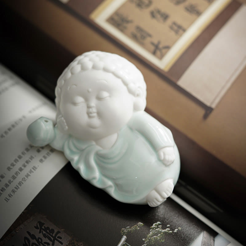 Ceramic Buddha Incense Burner – size reference with incense cones, compact desk scale