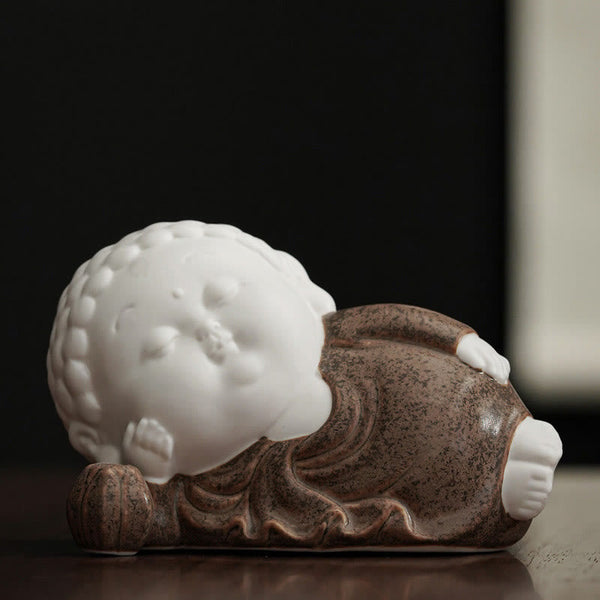 Ceramic Buddha Incense Burner – bedside table at night soft glow, sleep relaxation