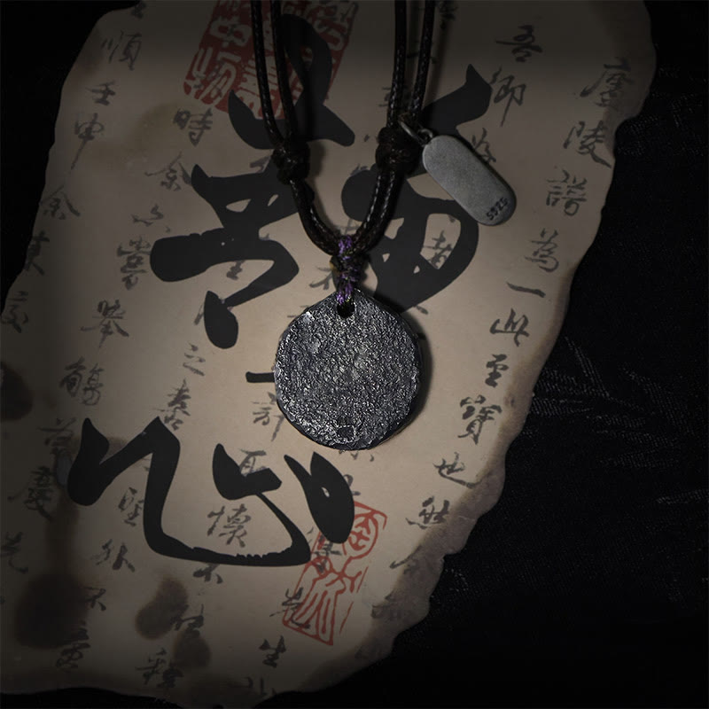 999 Sterling Silver Tai Chi Yin Yang Harmony Necklace Pendant - S925 yin-yang on cord, calligraphy, handmade silver jewelry