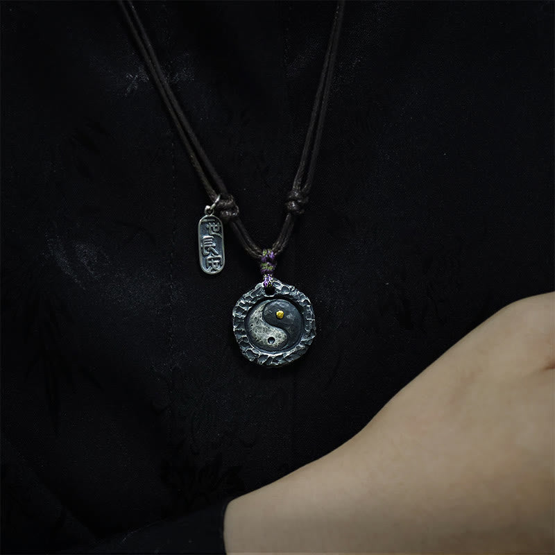 999 Sterling Silver Tai Chi Yin Yang Necklace Pendant Secondary image
