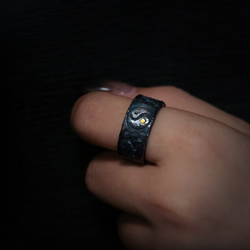 999 Sterling Silver Yin Yang Balance Ring Secondary image