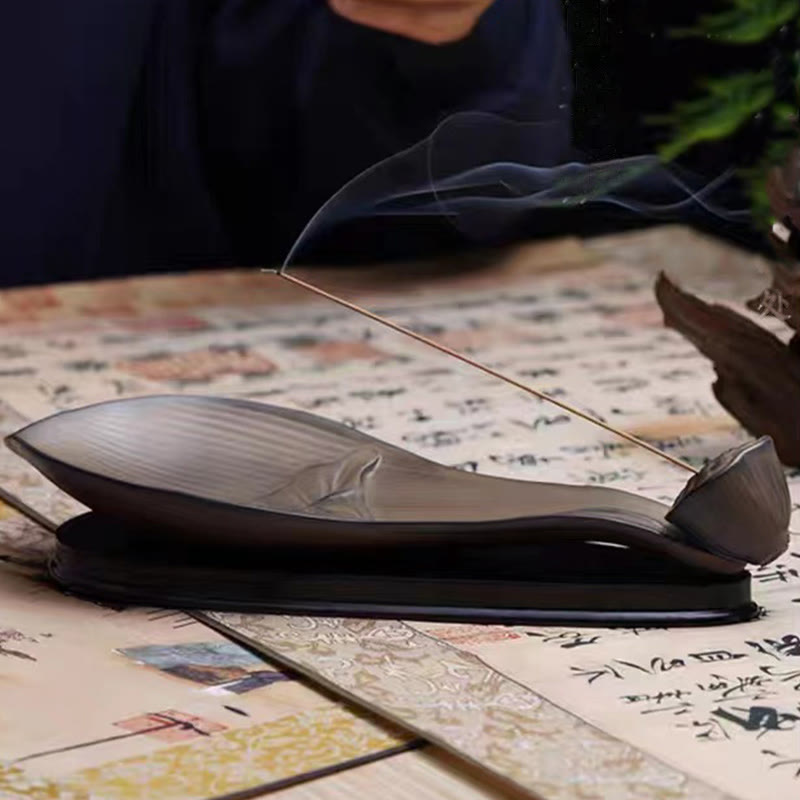 Brown Ceramic Lotus Pod Zen Incense Burner | Meditation & Peace