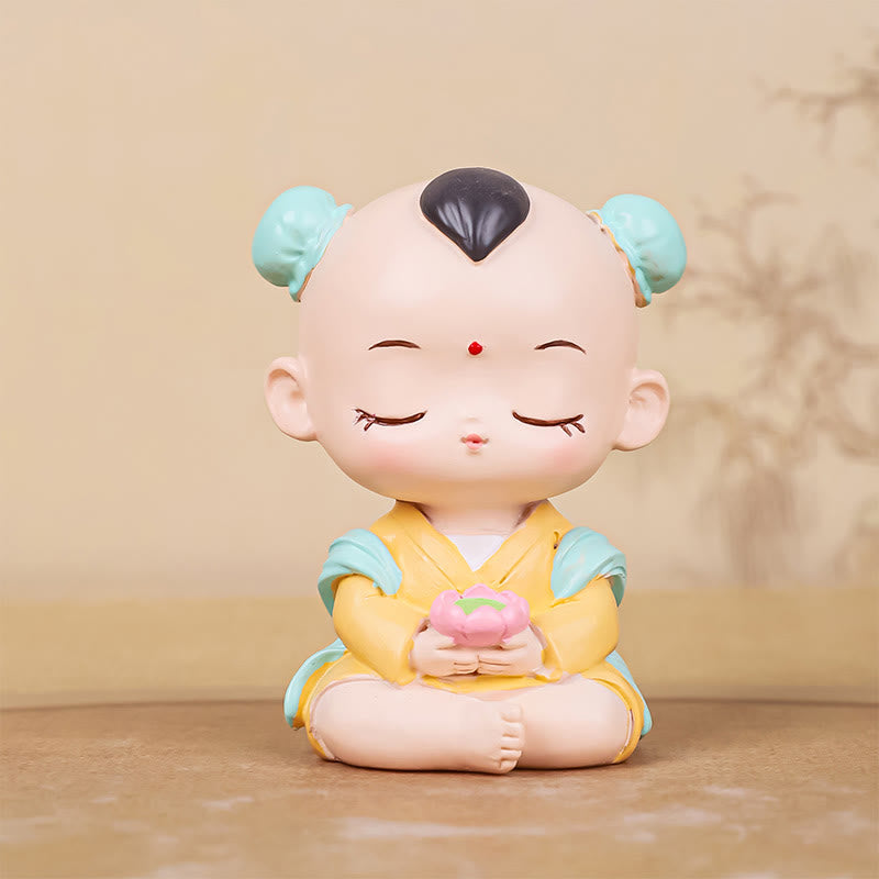 Avalokitesvara Lotus Statue – soft lighting golden glow on surface, ethereal beauty