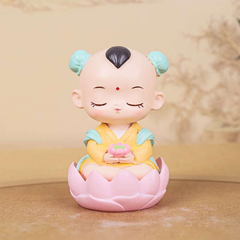 Avalokitesvara Lotus Statue – on mirrored surface with reflection, symmetrical beauty