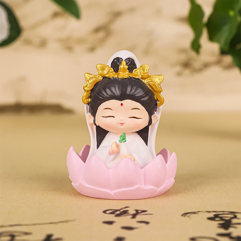 Avalokitesvara Lotus Statue – in living room cabinet, elegant Asian home decor