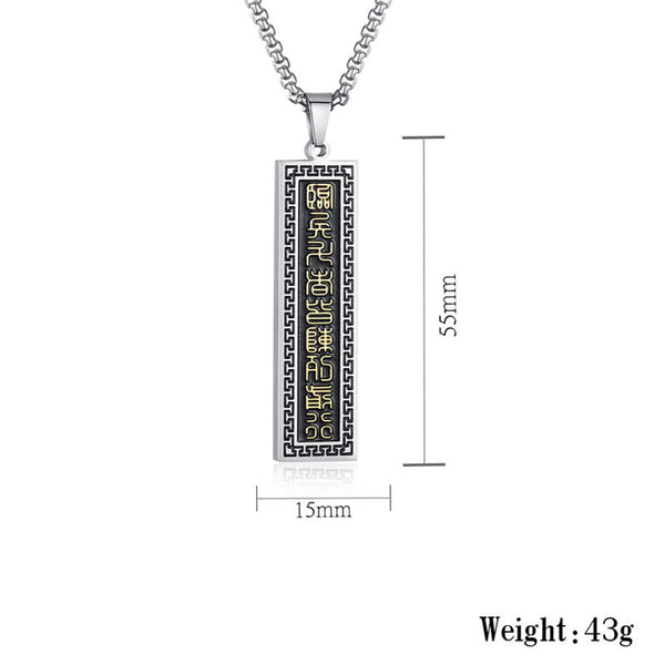 Nine-Word Mantra Bagua Yin Yang Titanium Steel Pendant