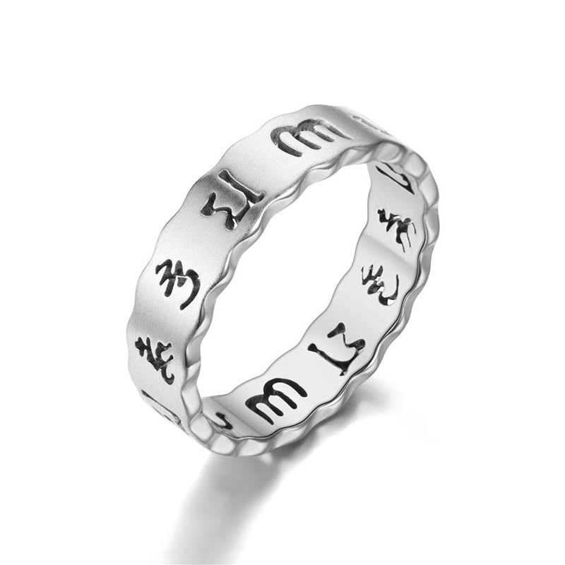 Titanium Steel Om Mani Padme Hum Spinner Ring