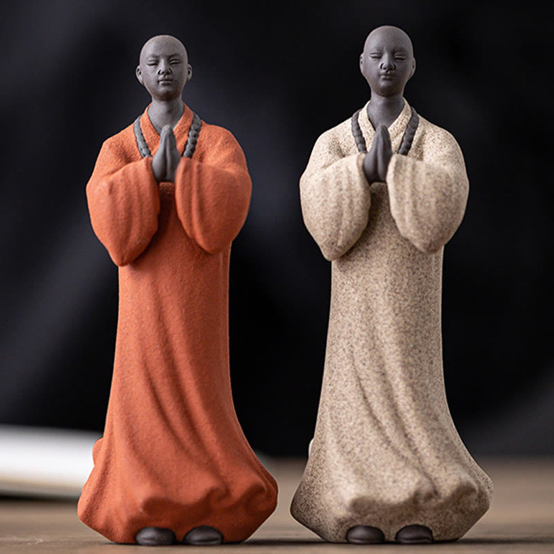 Ceramic Meditating Monk Figure – on meditation altar with candle, spiritual corner