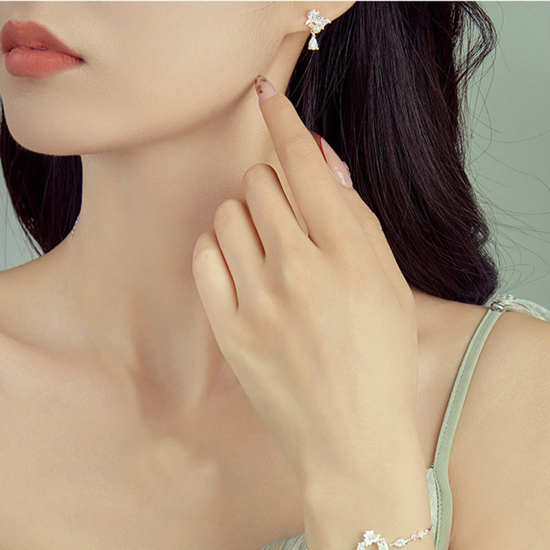 Hetian Jade & Sterling Silver Lotus Moon Earrings | Purity & Balance