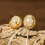 Hetian Jade Copper Earrings - oval jade studs on dried vine with golden halo, earthy elegance