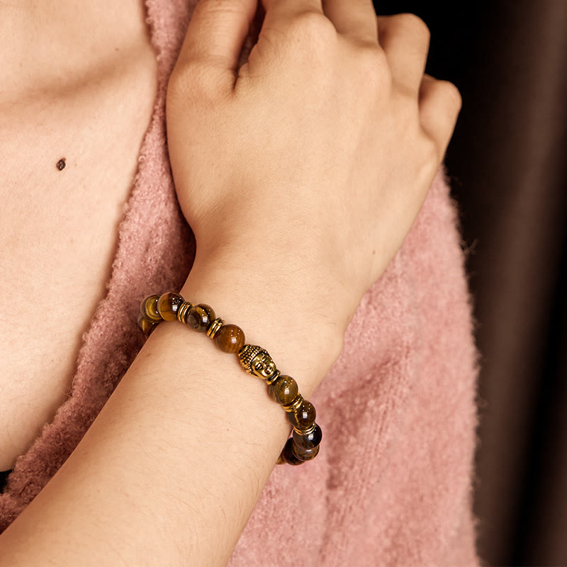 Pulsera de Ojo de Tigre Azul Verde Rojo Buda | Equilibrio y Fuerza