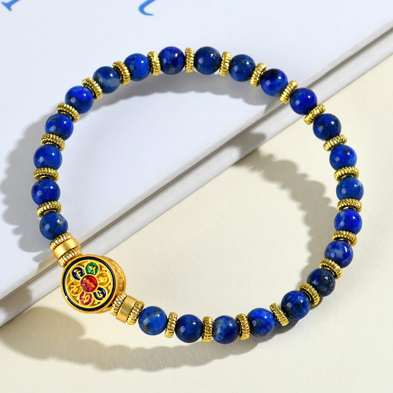 Natural Lapis Lazuli Om Mani Padme Hum Bracelet Secondary image