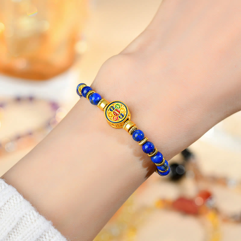 Bracelet Om Mani Padme Hum en lapis-lazuli naturel Image secondaire du produit