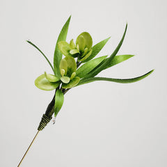 Elegant Handmade Velvet Green Flowers & Mulberry Silk Leaves Brooch Hairpin - Feng Shui Amulet for Luck & Style