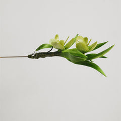 Elegant Handmade Velvet Green Flowers & Mulberry Silk Leaves Brooch Hairpin - Feng Shui Amulet for Luck & Style