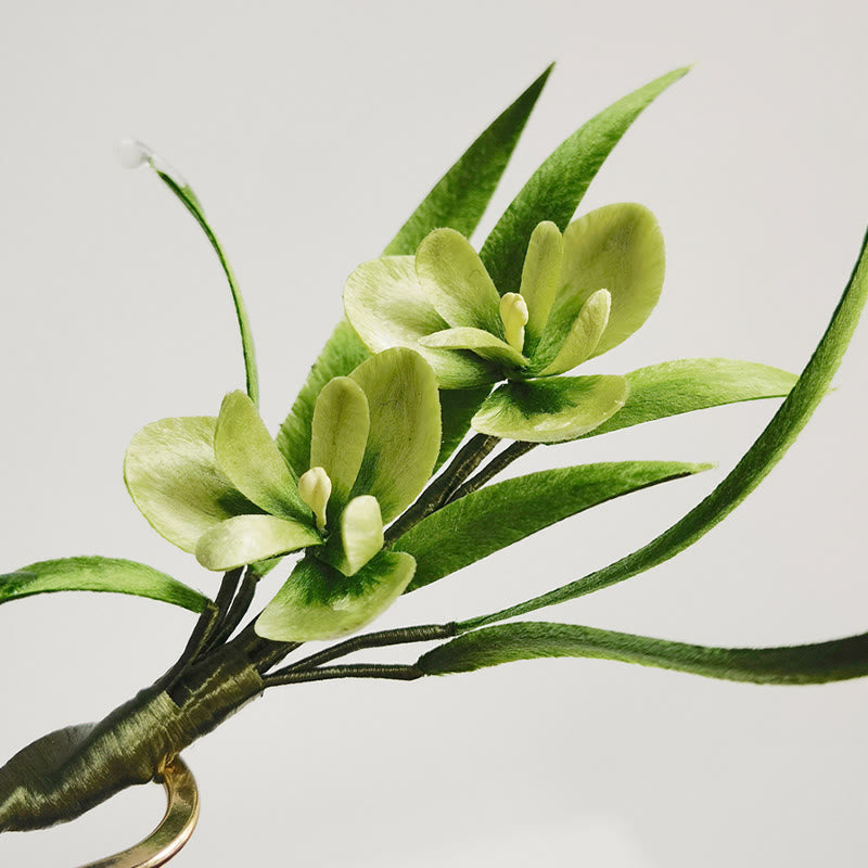 Green Velvet Silk Brooch Hairpin, image 12