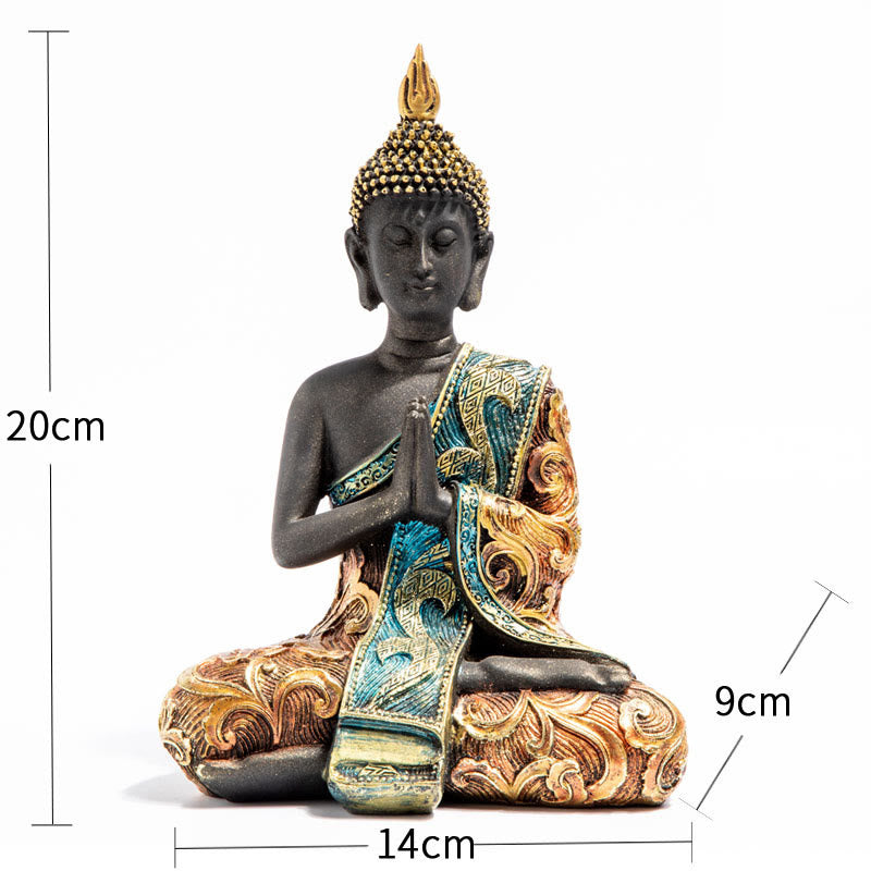 Buddha FengShui Resin Decoration – Thai Buddha side view with ornate gold details