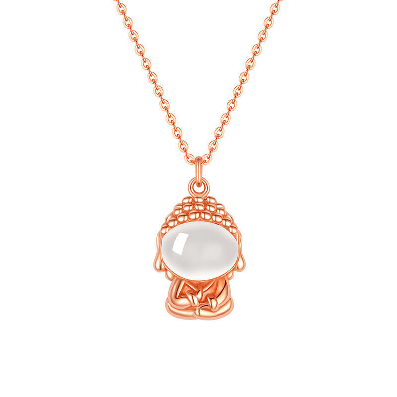 Chalcedony Formless Buddha Necklace – blue chalcedony color depth and translucency