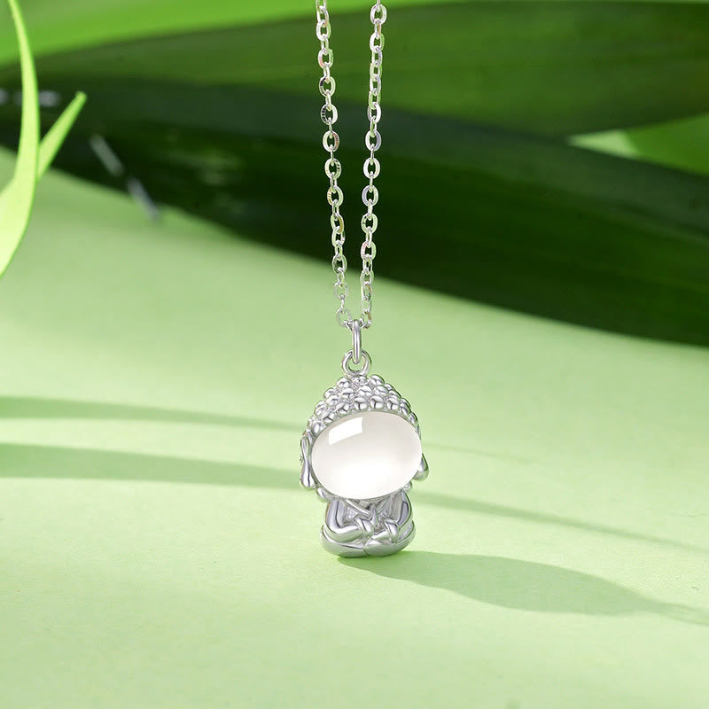 Chalcedony Formless Buddha Necklace – natural chalcedony banding and agate pattern