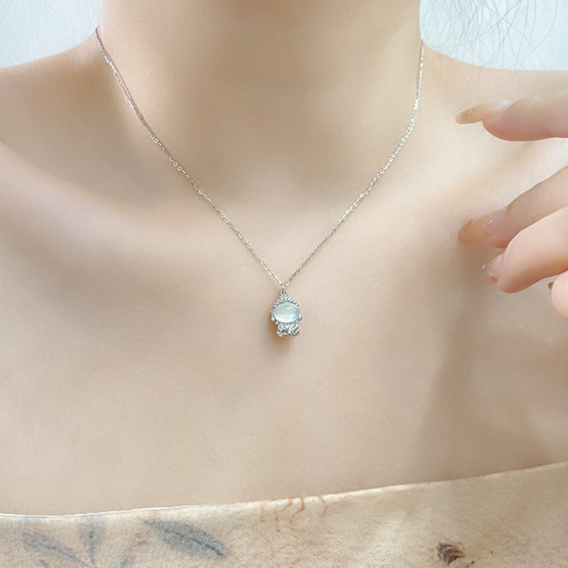 Chalcedony Formless Buddha Necklace – gift box with polishing cloth and care card