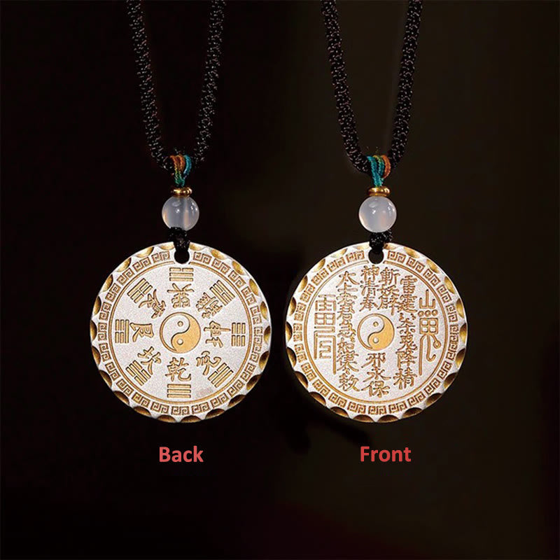 Mountain Ghosts Spend Money Yin Yang Bagua De - Front and back of Taoist amulet, bagua trigrams, dual-view product photo
