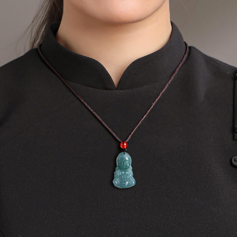 Jade Baobao Buddha Necklace – baby Buddha sitting pose with round belly prosperity
