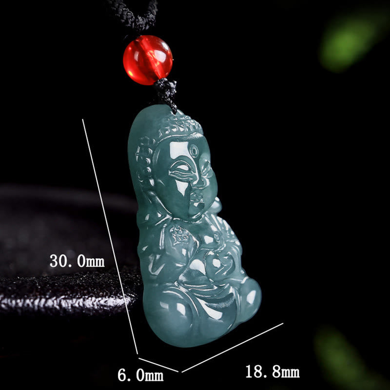 Jade Baobao Buddha Necklace – back of jade pendant smooth polished surface detail
